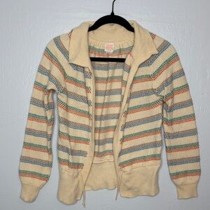 Vintage lambswool Cardigan Sweater with Pastel Accents
